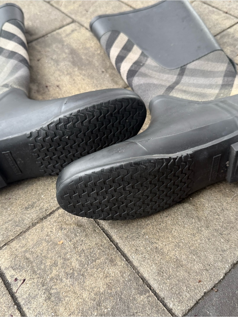 Burberry Gray Plaid Rain Boots - Picture 3 of 3